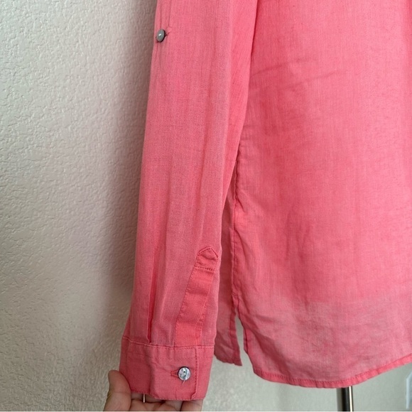 Old Navy Linen Blend Pink Long Sleeves Popover Top, Sz Small - Picture 10 of 12
